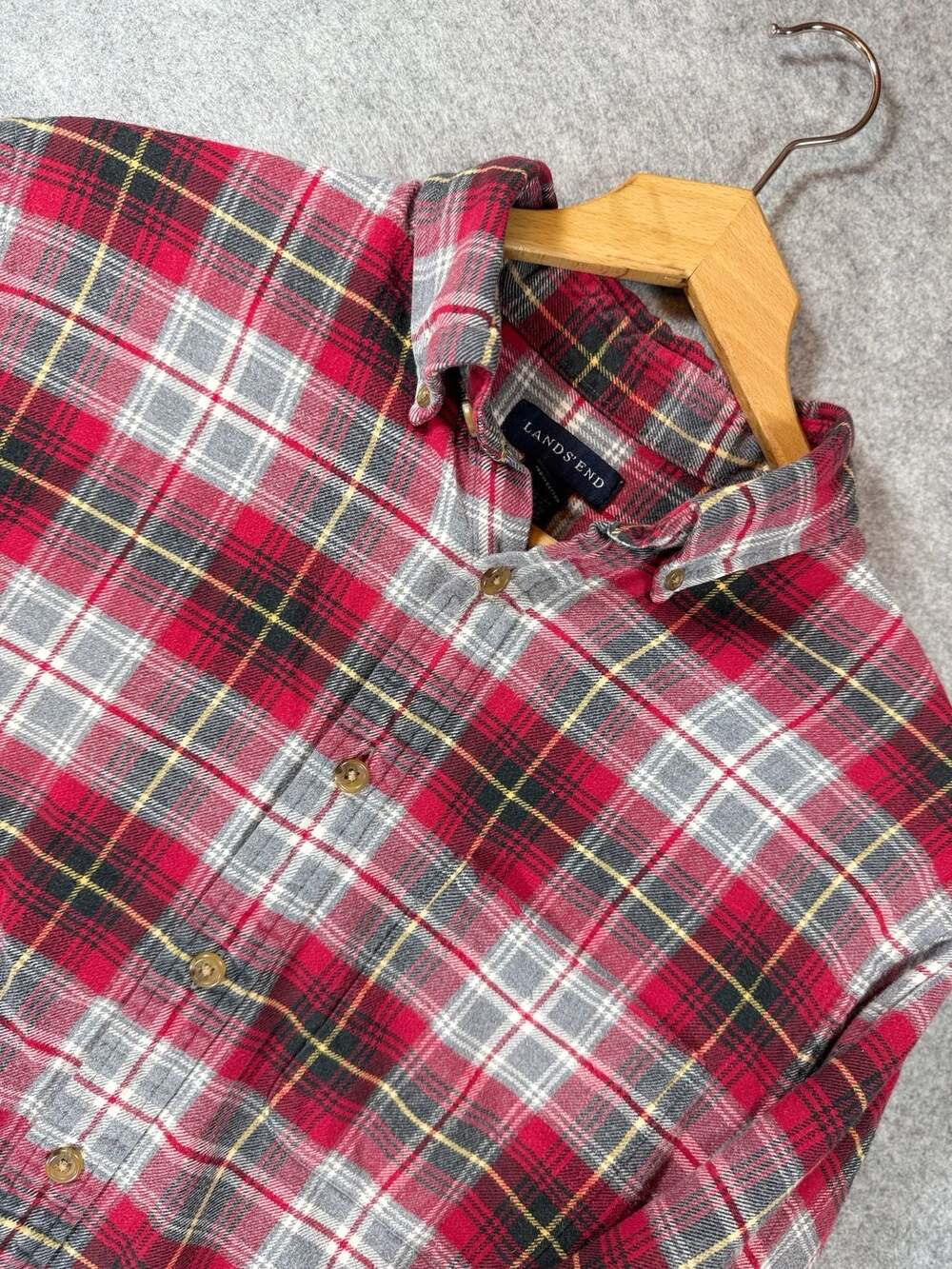 Lands' End Men's Size M Plaid Button Down Flannel Shirt